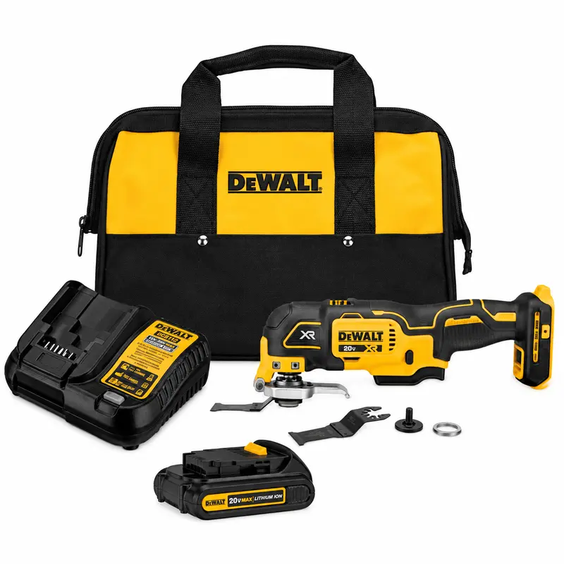 DEWALT XR 20V brushless oscillating multi-tool kit with battery charger and bag