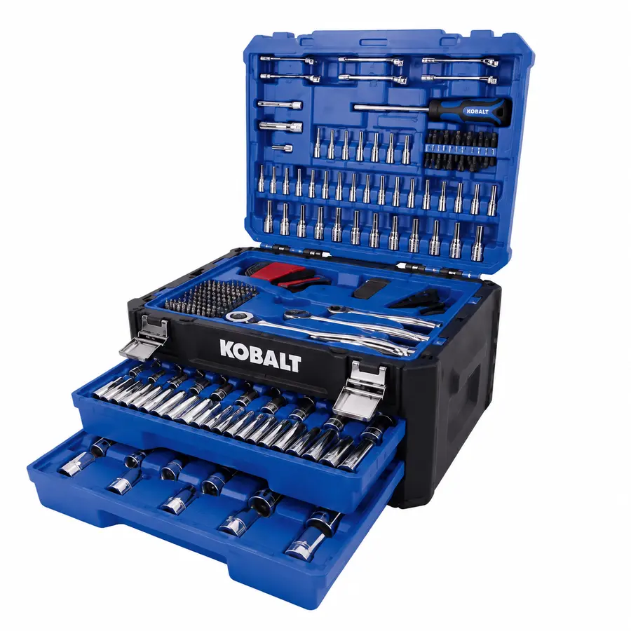 Kobalt 302-piece SAE and metric mechanics tool set in a hard storage case